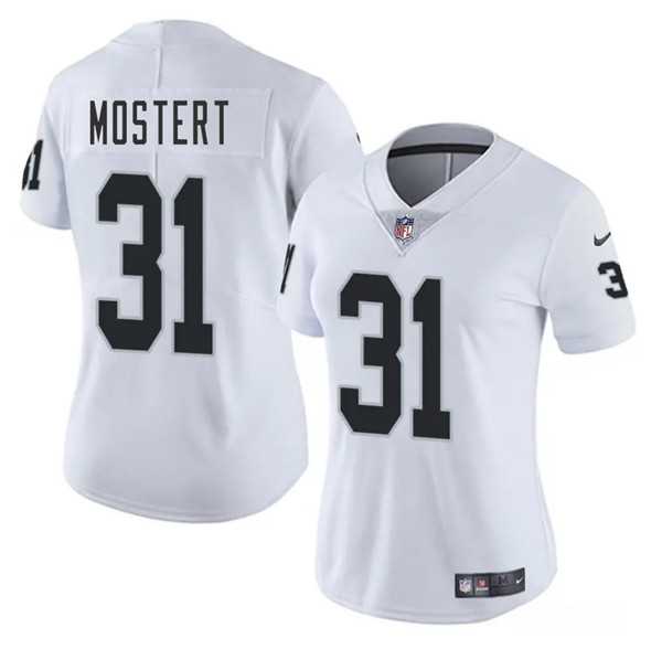 Womens Las Vegas Raiders #31 Raheem Mostert White 2025 Vapor Stitched Jersey Dzhi->las vegas raiders->NFL Jersey